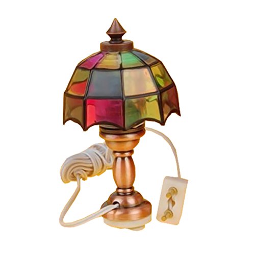 goldblue 1/12 Dollhouse Miniature Shape Lampshade LED Desk Lamp Light