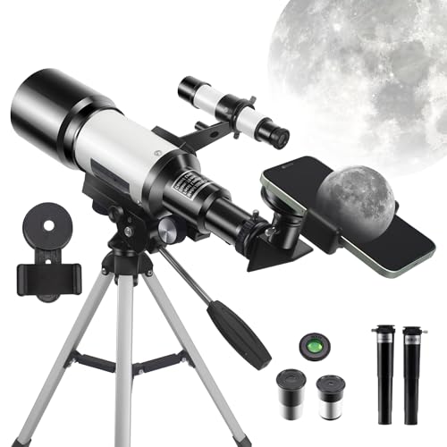 Telescope for Kids Adults Beginners, 150X Astronomical Refractor Telescope, 70mm Aperture Astronomy HD Portable Telescopes with Adjustable Tripod, Phone Adapter for Children Stargazing Gift