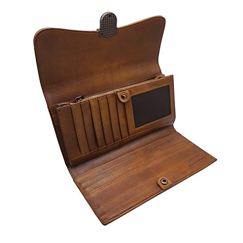 ORIREAL Women's Wallet Genuine Leather Ladies Dip Dye Wallet with 18 Card Slots Large Capacity Card Holder Cluth Purse4