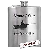 Angeln Geschenk Flachmann mit Gravur personalisiert, Angler Geschenke für Männer, Geschenkidee Herren, Papa und Opa zum Geburtstag, Ruhestand, Vatertag