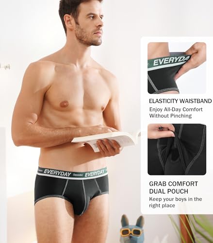 Separatec Men's Underwear Briefs with Dual Pouch,Covered Waistband,Tagless,Soft&Breathable Cotton Underwear for man,7-Pack3
