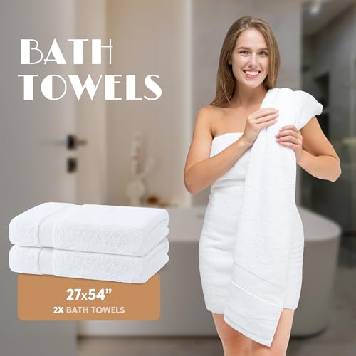 White Bath Towel Set of 6 - 100% Cotton Highly Absorbent Towels for Bathroom, 2 Luxury Bath Towels 650GSM, 2 Hand Towels, 2 Washcloths - Image 5