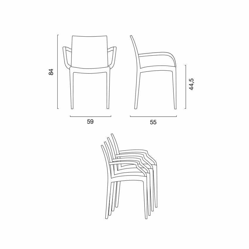 Produce Shop Sedie Poltrona Poly Rattan Braccioli per Giardino Bar Ristorante Boheme Grand Soleil - Nero
