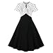 Wellwits Women's Keyhole Bow Tie Front 1940s Vintage Collared Cocktail Dress