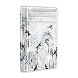 susiyo Dandelions Dragonflies Slim Minimalist Wallets Rfid Blocking Card Wallets PU Leather Front Po