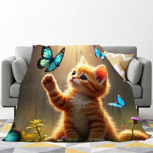 Podwójny koc polarowy 220 x 240 Zwierzę Kot, Duży komfortowy koc 220 x 240 cm | Rozmiar king size, trwała miękkość i łatwa pielęgnacja, idealny do głębokiego snu A25