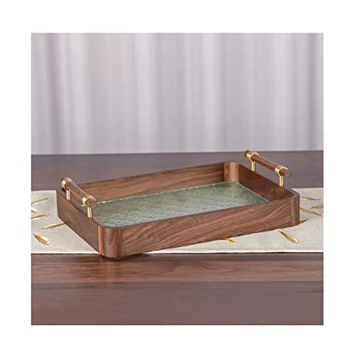 IGZVMBO Plato de fruta rectangular de madera para sala de estar, cocina, mesa de comedor, decoración de mesa de cristal
