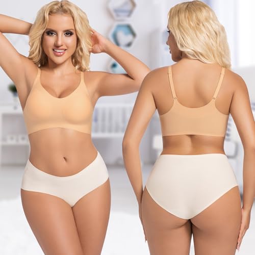 Image of PRETTYWELL Bras for Women Comfort Seamless Bra, Cross Back Adjustable Bralette Bra, Wireless Everyday Bras for Women A-C Cup
