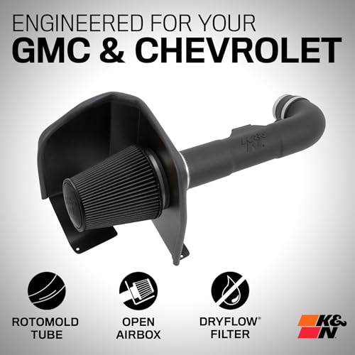 Image of K&N Cold Air Intake System: Dry-Flow Air Filter, Increase Performance & Towing: Compatible with 2014-2020 Chevy /GMC /Cadillac Silverado 1500, Suburban, Tahoe, Sierra 1500, Yukon, Escalade, 30-3082