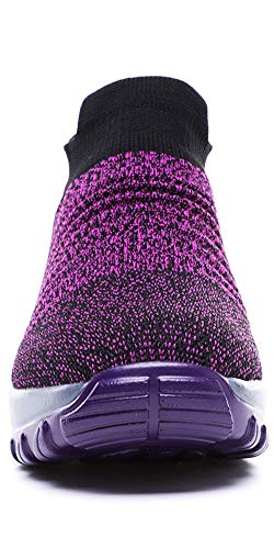 Ymombest Tênis feminino de caminhada de malha respirável sem cadarço leve para trabalho de malha par