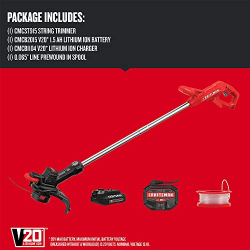 Image of CRAFTSMAN CMCST915C1 V20* Cordless 10 in. WEEDWACKER String Trimmer and Edger Kit