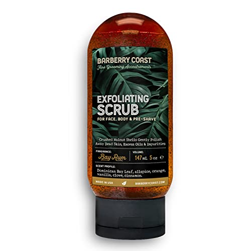 Bay Rum Pre-Shave Face Scrub by Barberry Coast - Exfoliating Cleanser that Makes Shaving Easier