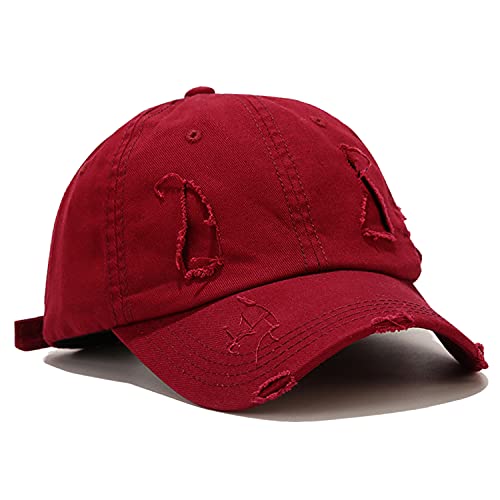 Casquette de baseball vintage bordeaux en coton lavé ajustable pour look urbain décontracté