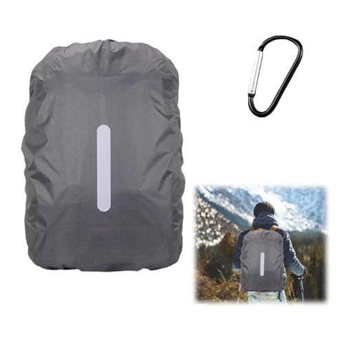 Rakiuty Funda Impermeable para Mochila, Cubre Mochila Lluvia,Bolso Protector de Lluvia,Funda Lluvia para Mochilas,Reflectante Protector de Lluvia,Cubierta Impermeable Mochila,40-50L (Gris)