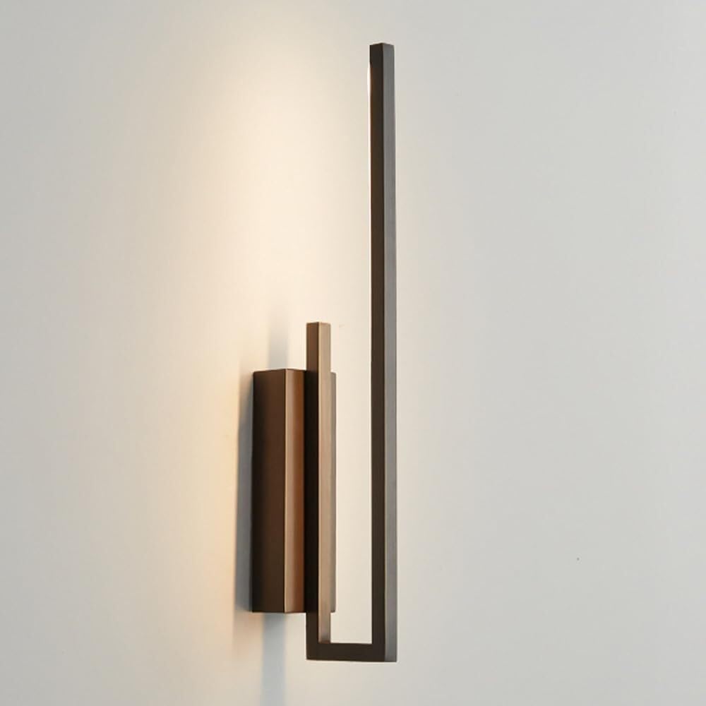 HXYSXHJUO Minimalist Linear Wall Lamp Modern Metal Light Restaurant Decoration Copper Sconce for Bedroom Bedside Living Room Study Corridor Entryway Mounted Lamp(Dark)