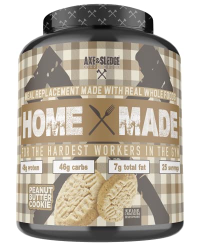Image of Axe & Sledge Supplements Home Made Whole-Foods-Based Meal Replacement Powder with Digestive Enzymes, Protein, Carbohydrates, and Fats, 25 servings (Peanut Butter Cookie)