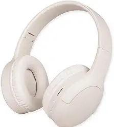 Fone de Ouvido Bluetooth 5.3 On-ear. Cancelamento de Ruído e Regulavel para Corridas e Academia, Headphone Sem Fio com Microfone Integrado Confortavel e Dobravel Compativel com Android e IOS. (Bege)