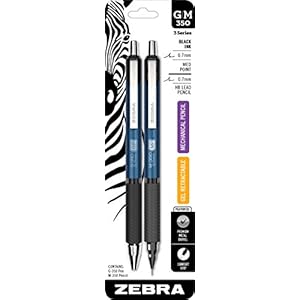 Zebra Pen G-350 and M-350 Retractable Gel Pen/Mechanical Pencil Set Premium Blue Metal Barrel Medium Point 0.7mm 2-Pack
