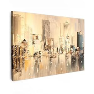 MuchoWow© Canvas Schilderij Groot 120×80 cm XXL Kamer Muur Decoratie Woonkamer Slaapkamer Room Decor Wall Decoration Art Painting Schilderij – Olieverf – Abstract – Skyline