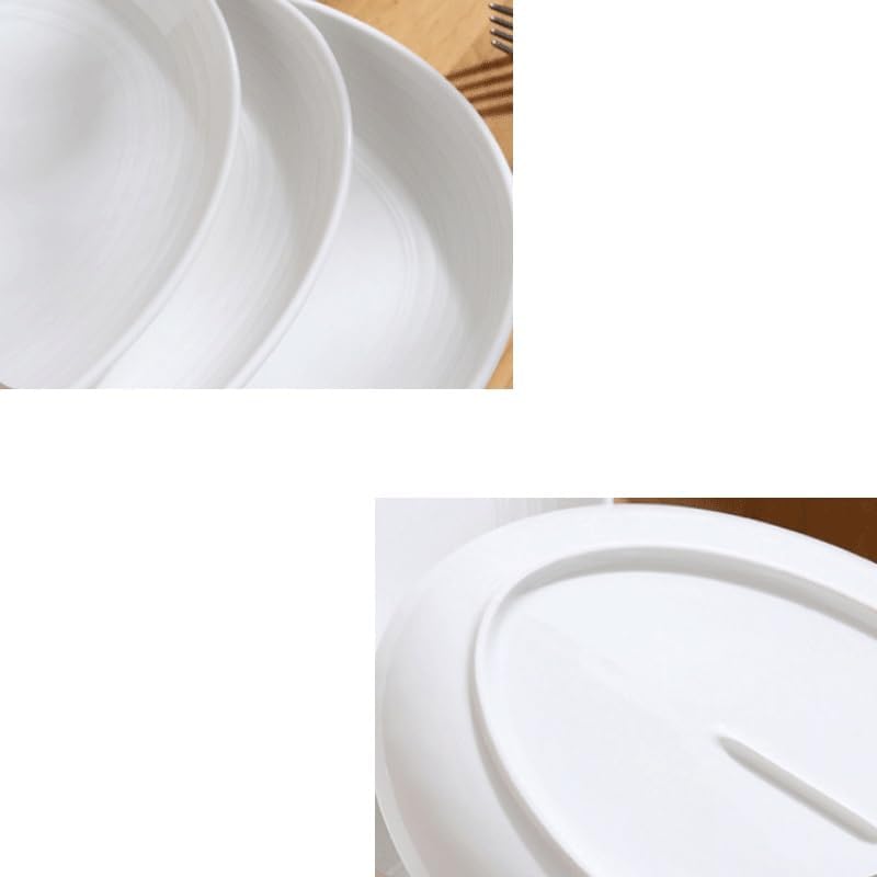 Striped Ceramic Fish Plate Household Tableware Oval Cabbage Steamed Special