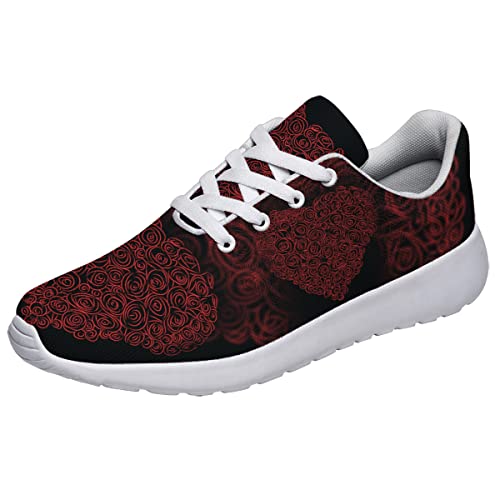 Sonzj-II Red Rose Shoes for Women Vintage Roses Running Shoes