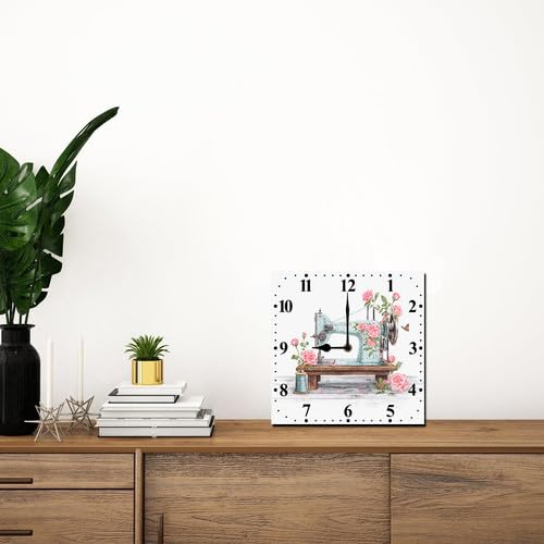 Reloj de pared cuadrado madera 10 pulgadas silencioso miniatura 3