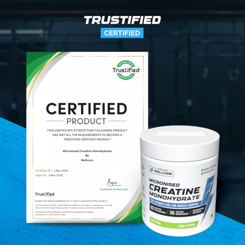 Image of Wellcore Micronised Creatine Monohydrate (Creatine 83, Kiwi Kick) + Premium Steel Shaker | Enhanced Muscle Growth & Fast Recovery | Trustified Certified