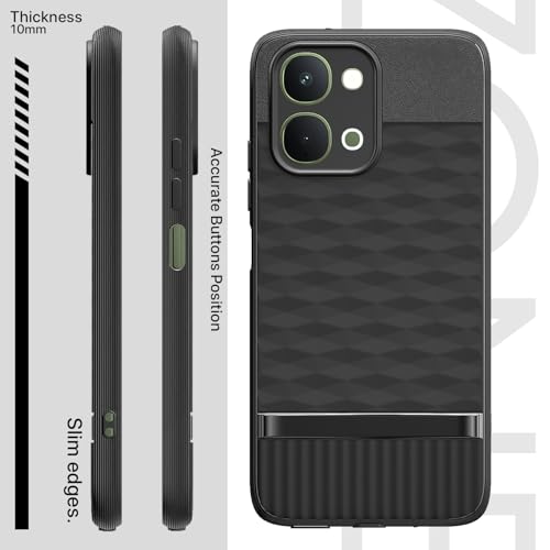Image of Pikkme Back Cover for Vivo T5x / Vivo Y51 Pro /iQOO Z11x 5G Camera Protection 3D Hexa Cube Design Silicone Protective Bumper Case (Black)