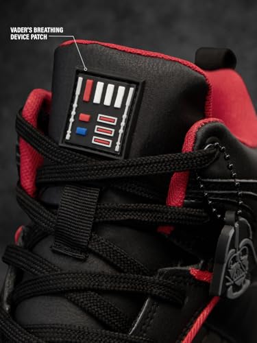 Image of The Souled Store Star Wars: Darth Vader Men and Boys High Top Sneakers | Black & Red PU Leather Streetwear with Padded Ankle Support, Durable Outsole & Lace-Up Closure