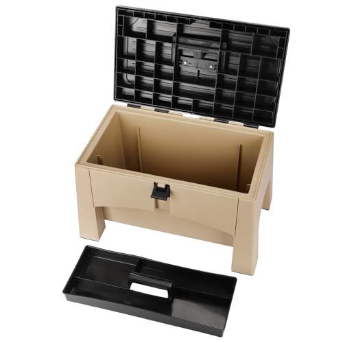 Yolco ST2 Sand 3-in-1 Camping Trittstufe & Aufbewahrungsbox für Wohnmobil & Wohnwagen mit Werkzeugeinlage, Belastbar bis 200-kg