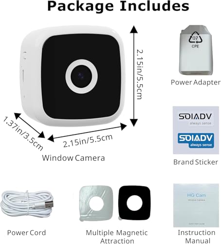 Image of SOIADV Wireless Window Cameras for Home Security, No-Drill Install, 2.4GHz WiFi Indoor Camera with AI Human Detection, 6s Pre-Roll, Battery Powered,4MP Color Night Vision, SD /Cloud