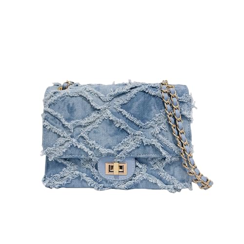Eiyye Denim Purse Crossbody Bag for Women Vintage Jean Purse with Chain Strap for Casual Party Shopping Vacation