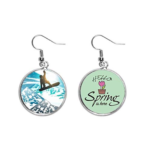 Pendientes de esqui estilo acuarela con colgante decorativo ideal para primavera