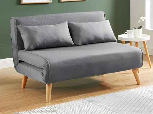 Vente-unique - Sofá Cama de 2 plazas de Tela POSIO - Gris