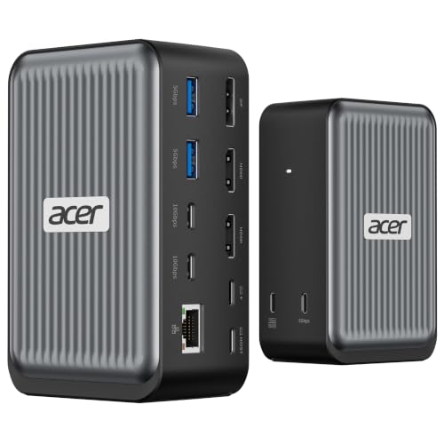 Acer Docking Station, 12-in-1 USB C Docking Station 3 Monitor with 2HDMI+DP | 8K DP, 4K@60Hz HDMI, 10Gbps Data, 1 Gbps Ethernet, 100W Power Delivery, Vertical USBC Multiport Hub for Laptops - image 1