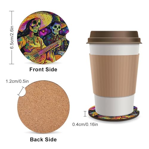 4PCS Posavasos para Carro con Calavera Mexicana 2.56 pulg miniatura 2