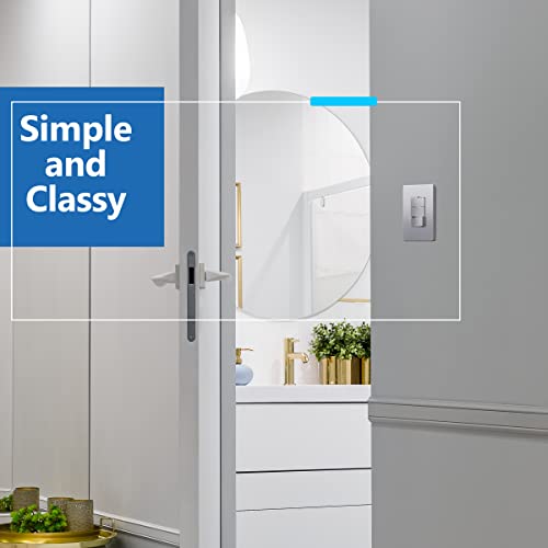 Image of LIDER Minimalist Design Lighted Triple Switch, Combination Frameless Decorator Switch with Locator Light, Ground Terminal, Single Pole, 15A 120-277V, UL Listed, Thermoplastic, Matte Silver, 1-Pack
