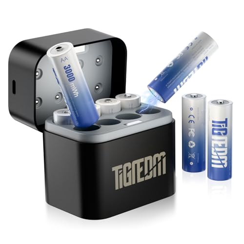 8PCS Pilas Recargables AA, 1,5V 3000mWh Pilas AA Recargables con Cargador, Batería de Litio Alta Capacidad con Cargador de Pantalla LED para Juguetes, Cámaras Digitales, Deportes Y Actividades