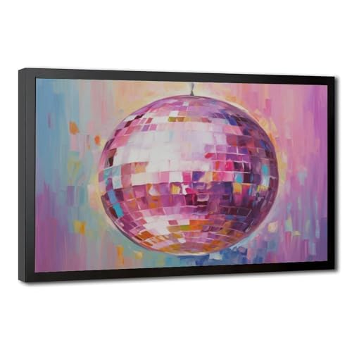 Poster rétro boule disco rose pour sublimer un mur vide avec une toile d'art