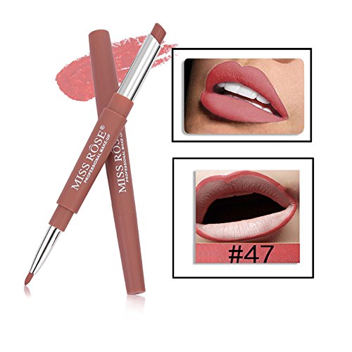 Image of Miss rose 2 In 1-47 Long Lasting Creme Matte Water Proof Lipstick With Lip Liner, brown, 2.1 g