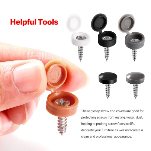 YIXISI 240 PCS Plastic Hinged Screw Cover Caps, Fold Screw Snap Covers Washer Flip Tops for Number 6/8 Screws - Image 4