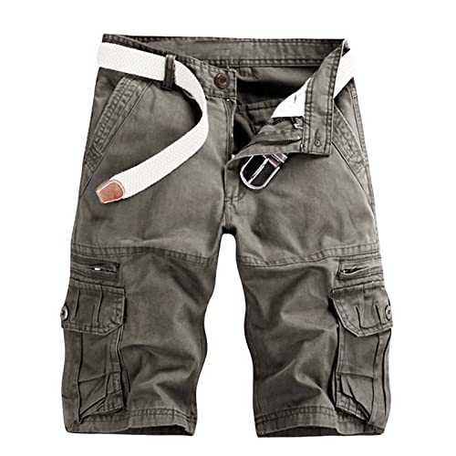 Bermuda cargo homme gris foncé en coton stretch taille 34 avec sa ceinture