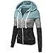 Newbestyle Hoodies for Women Color Block Hooded Sweatshirt Basic Zip-Up Jersey Jacket Long Sleeve Top with Pockets Plus Size Green S