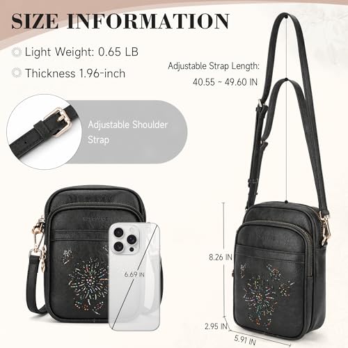 Image of Small Crossbody Bags for Women, RFID Phone Purse with Card Slots, Triple Compartments Lightweight Shoulder Bag