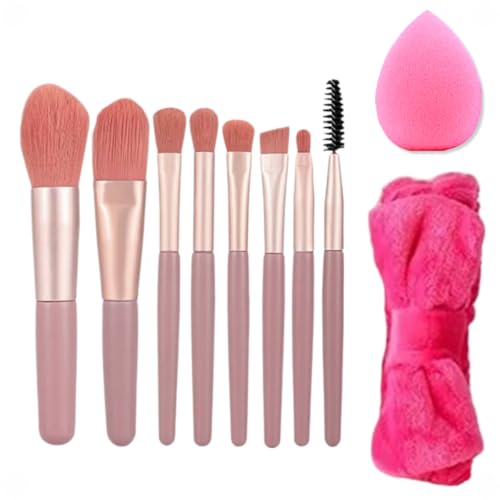Kit 8 Pincéis de Maquiagem de Bolsa, Esponja de Maquiagem em Formato de Gota/Chanfrada, Faixa De Cab