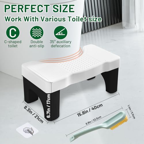BBWELL Taburete de Inodoro,Taburete de baño,Inodoro de Baño,Taburete para Inodoro,Escalón Portátil para con Almohadillas Antideslizantes,PortáTilpara Estreñimiento,Flatulencia,Antideslizante - imagen 4