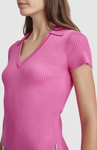 Image of DKNY Women's Soft Ribbed Polo Jeans Sweater