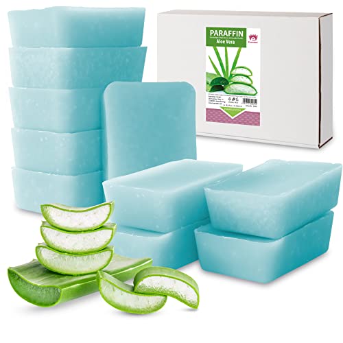 Kosmetex Wellness-Paraffinbad Aloe Vera – Paraffin-Entspannungsbad für Hände und Füße – Paraffinwachs – Paraffin-Block für Wachserwärmer (10x 500ml)