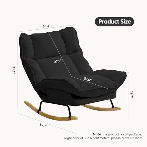 Image of JPBSTO Rocking Chair with Adjustable High Backrest, Extra-Wide Upholstered Glider Rocker, Comfy Accent Chair for Living Room Bedroom