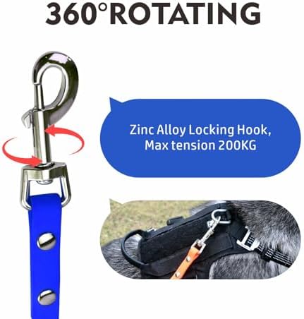 Waterproof Long Dog Leash, Heavy Duty Biothane Dog Training Leash 6ft 10ft 15ft 30ft 50ft, Easy to Clean Long Line Lead for Large Medium Small Dogs, Outdoor Recall (Blue, 33FT) - 2